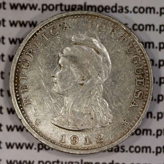 Silver coin 1 Rupee 1912 India, normal date unamended, World Coins India Portuguese KM 18
