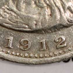 Silver coin 1 Rupee 1912 India, normal date unamended, World Coins India Portuguese KM 18