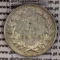 Silver coin 1 Rupee 1912 India, normal date unamended, World Coins India Portuguese KM 18