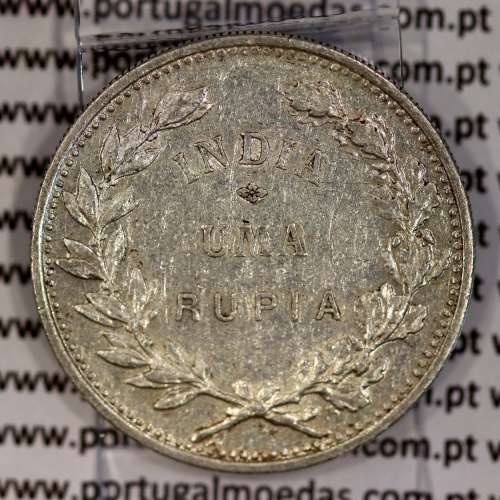 Silver coin 1 Rupee 1912 India, normal date unamended, World Coins India Portuguese KM 18
