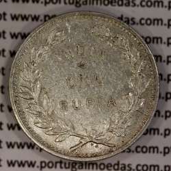 Silver coin 1 Rupee 1912 India, normal date unamended, World Coins India Portuguese KM 18