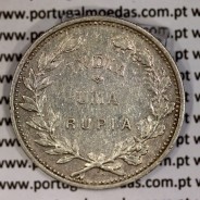 Silver coin 1 Rupee 1912 of India, normal date unamended, World Coins India Portuguese KM 18