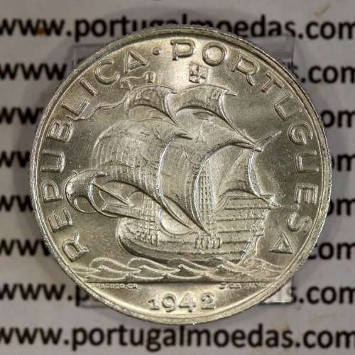 Portugal Silver coin 5$00 1942, 5 Escudos 1942 of the Portuguese Republic, (superb), World Coins Portugal KM 581