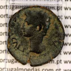 Roman coin of Augustus, Æ As of Ivlia Tradvcta, Hispania, Legend:  PERM. CAES AVG/ IVLIA TRAD, RPC 108, SEAR 551, Burgos 1614