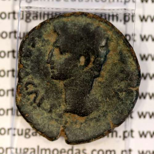 Roman coin of Augustus, Æ As of Ivlia Tradvcta, Hispania, Legend:  PERM. CAES AVG/ IVLIA TRAD, RPC 108, SEAR 551, Burgos 1614