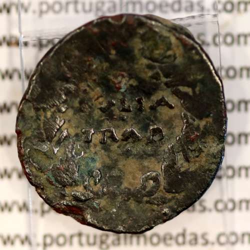 Roman coin of Augustus, Æ As of Julia Traducta, Hispania, Legend:  PERM. CAES AVG/ IVLIA TRAD, RPC 108, Burgos 1614, SEAR 551