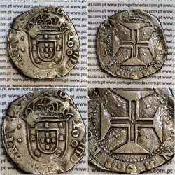 Meio Cruzado prata D. João IV 1640-1656, "INHO" em vez de "IN.HOC" Legenda ✤IOANNES IIII DG REX PORTVGALIE / ✤INHO.SIGNO.VINCES