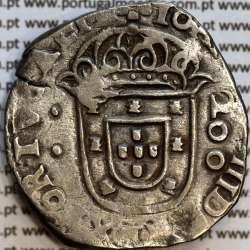 Silver Coin Half Crusader D. João IV 1640-1656, "INHO" instead of "IN.HOC", ✤IOANNES IIII DG REX PORTVGALIE / ✤INHO.SIGNO.VINCES