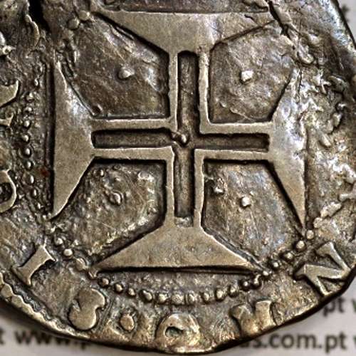 Meio Cruzado prata D. João IV 1640-1656, "INHO" em vez de "IN.HOC" Legenda ✤IOANNES IIII DG REX PORTVGALIE / ✤INHO.SIGNO.VINCES