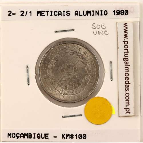 Moçambique, 2- 2/1 Meticais alumínio 1980, (Soberba), World Coins Mozambique KM 100