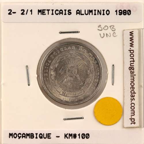 Moçambique, 2- 2/1 Meticais alumínio 1980, (Soberba), World Coins Mozambique KM 100
