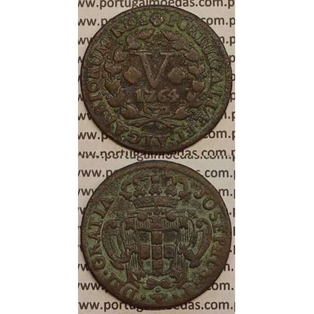 MOEDA V REIS COBRE 1764 (BC+) - D.JOSÉ I - JOSEPHUS - MARQUILHA GRANDE