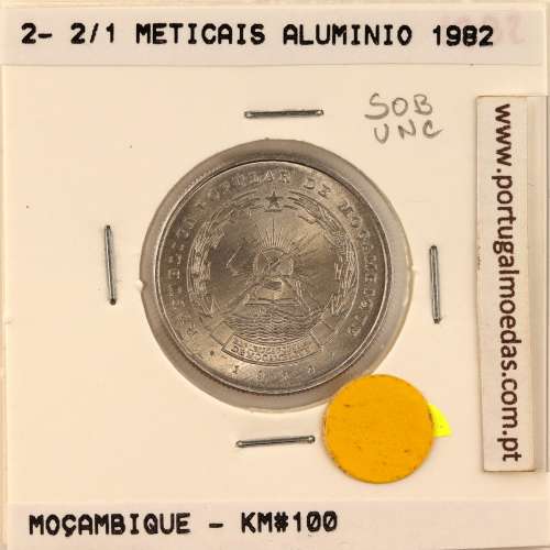 Moçambique, 2- 2/1 Meticais alumínio 1982, (Soberba), World Coins Mozambique KM 100