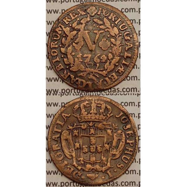 MOEDA V REIS COBRE 1764 (BC) - D.JOSÉ I - JOSEPHUS - MARQUILHA GRANDE