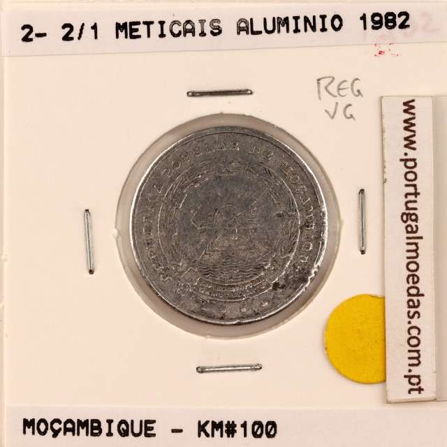 Mozambique, 2- 2/1 Meticais Aluminium 1982, (VG), World Coins Mozambique KM 100