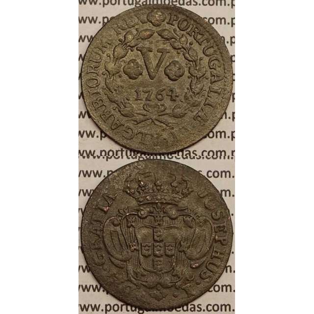 MOEDA V REIS COBRE 1764 (MBC+) - D.JOSÉ I - JOSEPHUS - MARQUILHA PEQUENA