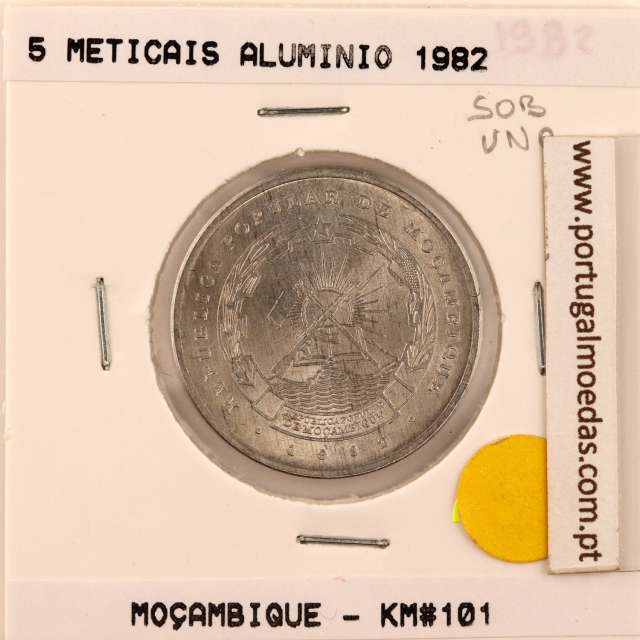 Mozambique, 5 Meticais Aluminium 1982, (UNC), World Coins Mozambique KM 101