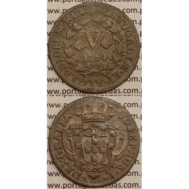 MOEDA V REIS COBRE 1764 (MBC+) - D.JOSÉ I - JOSEPHUS - MARQUILHA PEQUENA