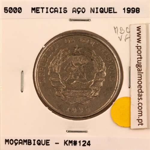 Moçambique, 5000 Meticais Aço níquel 1998, (MBC), World Coins Mozambique KM 124