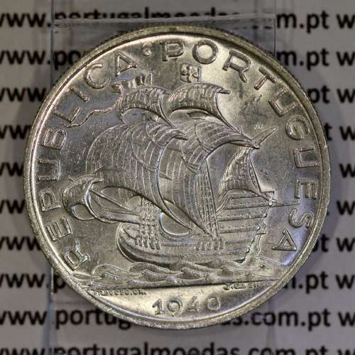 Portugal silver coin of 10 Escudos 1940, 10$00 silver 1940 of the Portuguese Republic, (XF+/UNC), World Coins Portugal KM 582