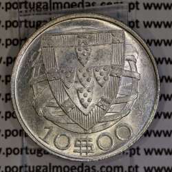Portugal silver coin of 10 Escudos 1940, 10$00 silver 1940 of the Portuguese Republic, (XF+/UNC), World Coins Portugal KM 582