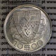 Portugal silver coin of 10 Escudos 1940, 10$00 silver 1940 of the Portuguese Republic, (XF+/UNC), World Coins Portugal KM 582