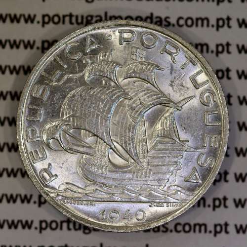 Portugal silver coin of 10 Escudos 1940, 10$00 silver 1940 of the Portuguese Republic, (XF+/UNC), World Coins Portugal KM 582