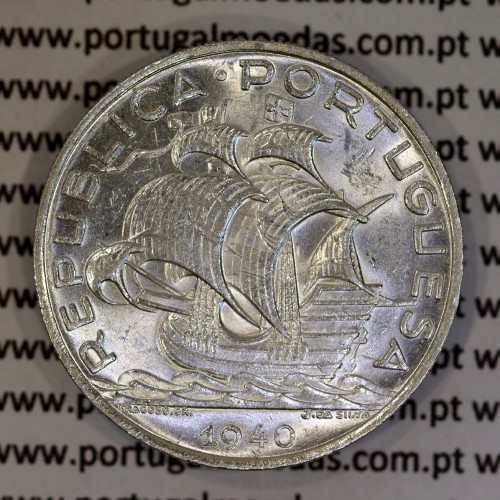 Portugal silver coin of 10 Escudos 1940, 10$00 silver 1940 of the Portuguese Republic, (XF+/UNC), World Coins Portugal KM 582