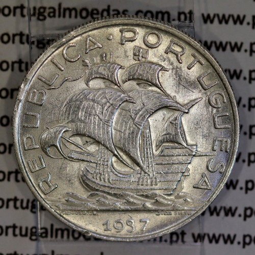 10 Escudos 1937 prata, 10$00 escudos prata 1937 da Republica Portuguesa, (Bela-), World Coins Portugal KM 582