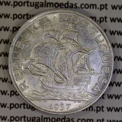 Portugal silver coin of 10 Escudos 1937, 10$00 silver 1937 of the Portuguese Republic, (XF-), World Coins Portugal KM 582