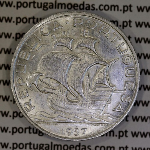 10 Escudos 1937 prata, 10$00 escudos prata 1937 da Republica Portuguesa, (Bela-), World Coins Portugal KM 582