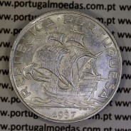 10 Escudos 1937 prata, 10$00 escudos prata 1937 da Republica Portuguesa, (Bela-), World Coins Portugal KM 582