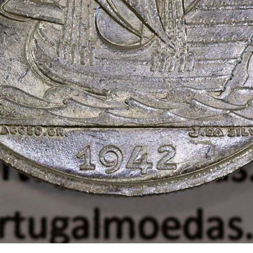 10 Escudos 1942 prata, 10$00 escudos prata 1942 da Republica Portuguesa, (Soberba), World Coins Portugal KM 582