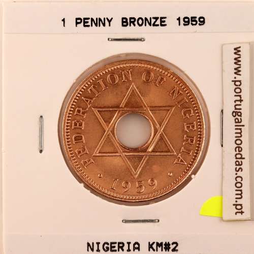 Nigéria 1 Penny 1959 Bronze, (Soberba), World Coins Nigeria KM 2