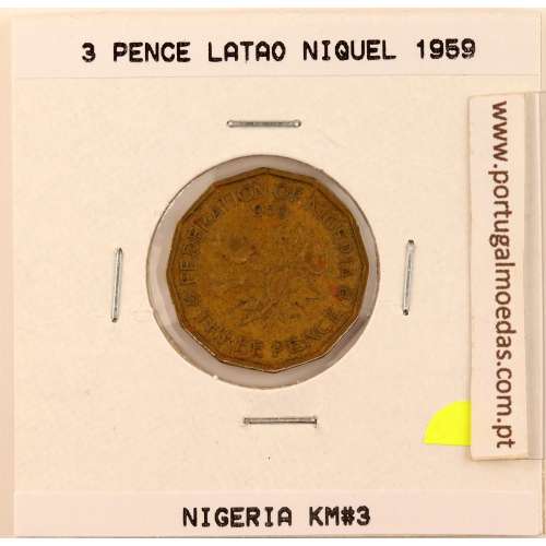 Nigéria 3 Pence 1959 Nickel brass, (VF), World Coins Nigeria KM 3