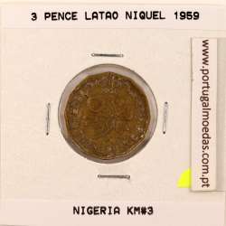 Nigéria 3 Pence 1959 Nickel brass, (VF), World Coins Nigeria KM 3