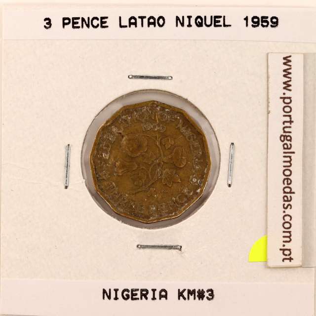 Nigéria 3 Pence 1959 Nickel brass, (VF), World Coins Nigeria KM 3