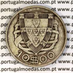 Portugal silver coin of 10 Escudos 1934, 10$00 silver 1934 of the Portuguese Republic, (VF), World Coins Portugal KM 582