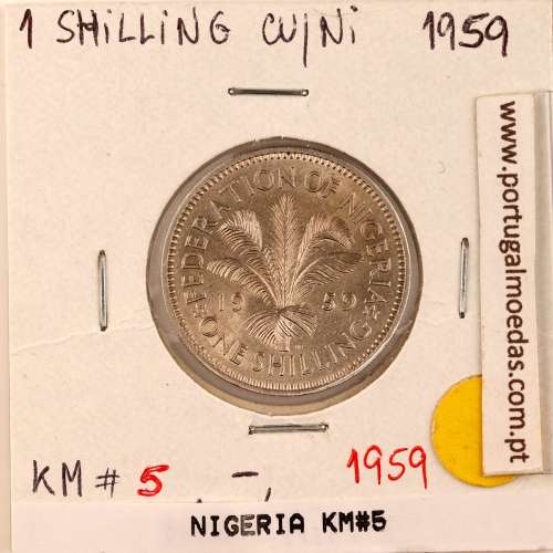 Nigéria 1 Shilling 1959 Cupro Niquel, (Soberba), World Coins Nigeria KM 5