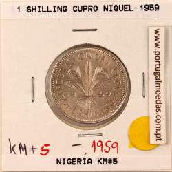Nigéria 1 Shilling 1959 Cupro Niquel, (Bela), World Coins Nigeria KM 5