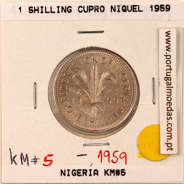 Nigéria 1 Shilling 1959 Copper-nickel, (XF), World Coins Nigeria KM 5