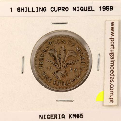 Nigéria 1 Shilling 1959 Copper-nickel, (VF), World Coins Nigeria KM 5