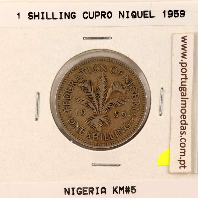Nigéria 1 Shilling 1959 Cupro Niquel, (MBC), World Coins Nigeria KM 5