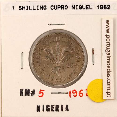 Nigéria 1 Shilling 1962 Copper-nickel, (VF), World Coins Nigeria KM 5