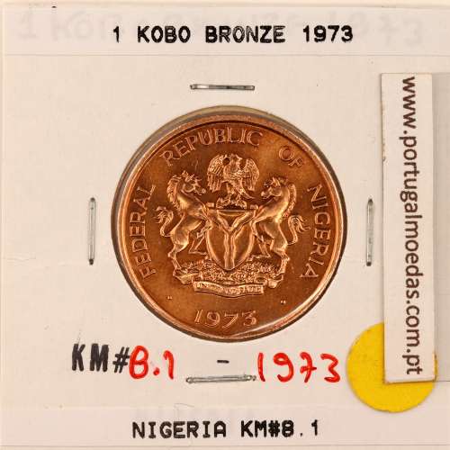 Nigéria 1 kobo 1973 Bronze, (Soberba), World Coins Nigeria KM 8,1