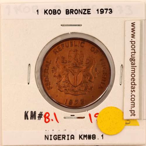 Nigéria 1 Kobo 1973 Cobre, (XF), World Coins Nigeria KM 8.1