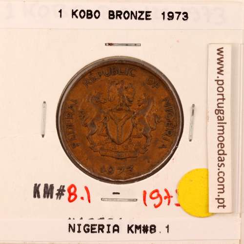 Nigéria 1 kobo 1973 Bronze, (MBC), World Coins Nigeria KM 8.1