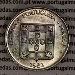 Macau 5 Patacas 1983 Copper-nickel, ( 5 MOP Singapore Mint), (XF), Former Portuguese Colony of Macau, World Coins Macao KM 24.1