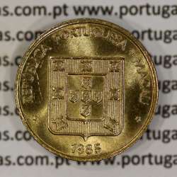 Macau 20 Avos 1985 Latão Níquel , Ex-Colónia Portuguesa de Macau 20 avos 1985, (Soberba), World Coins Macao KM 21