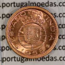 India 10 centavos 1958 bronze, $10 centavos 1958 Índia Portuguese , (UNC), World Coins India Portuguese KM 30